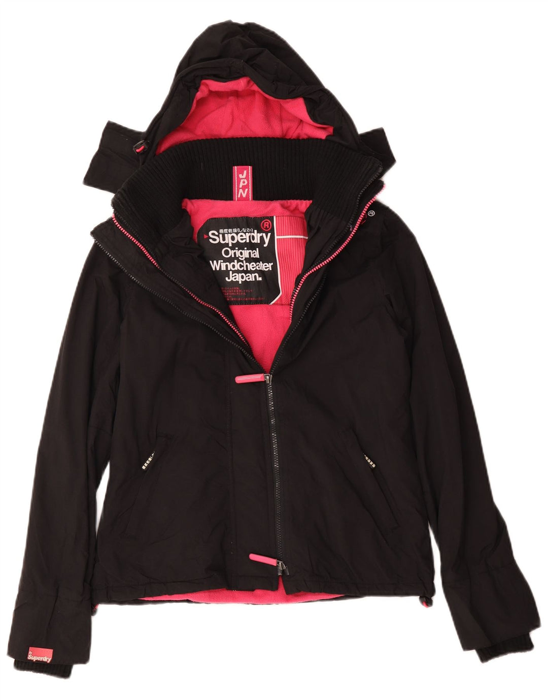 Jachetă Windbreaker cu glugă Superdry pentru femei UK 14 Medium Black