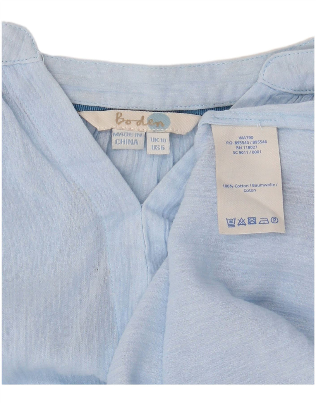 Bluză cu mânecă lungă supradimensionată pentru femei BODEN UK 10 Bumbac albastru mic