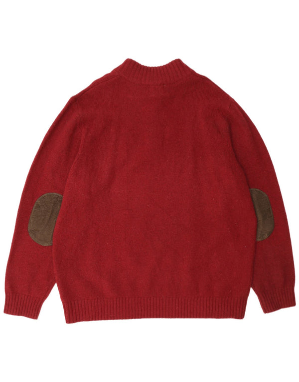 Pulover pentru bărbați L.L.Bean, cu fermoar, cu gât, 2XL, lână burgundă