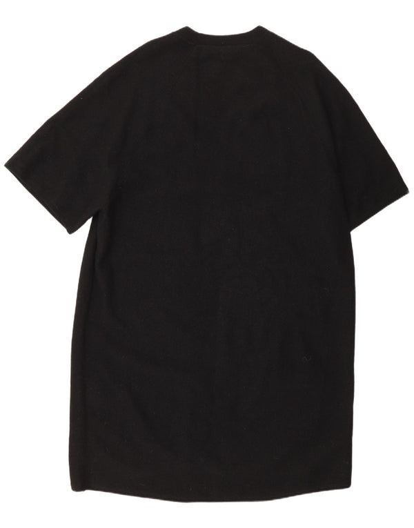 Cos Rochie Jumper cu mâneci scurte supradimensionate pentru femei UK 10 Lână neagră mică