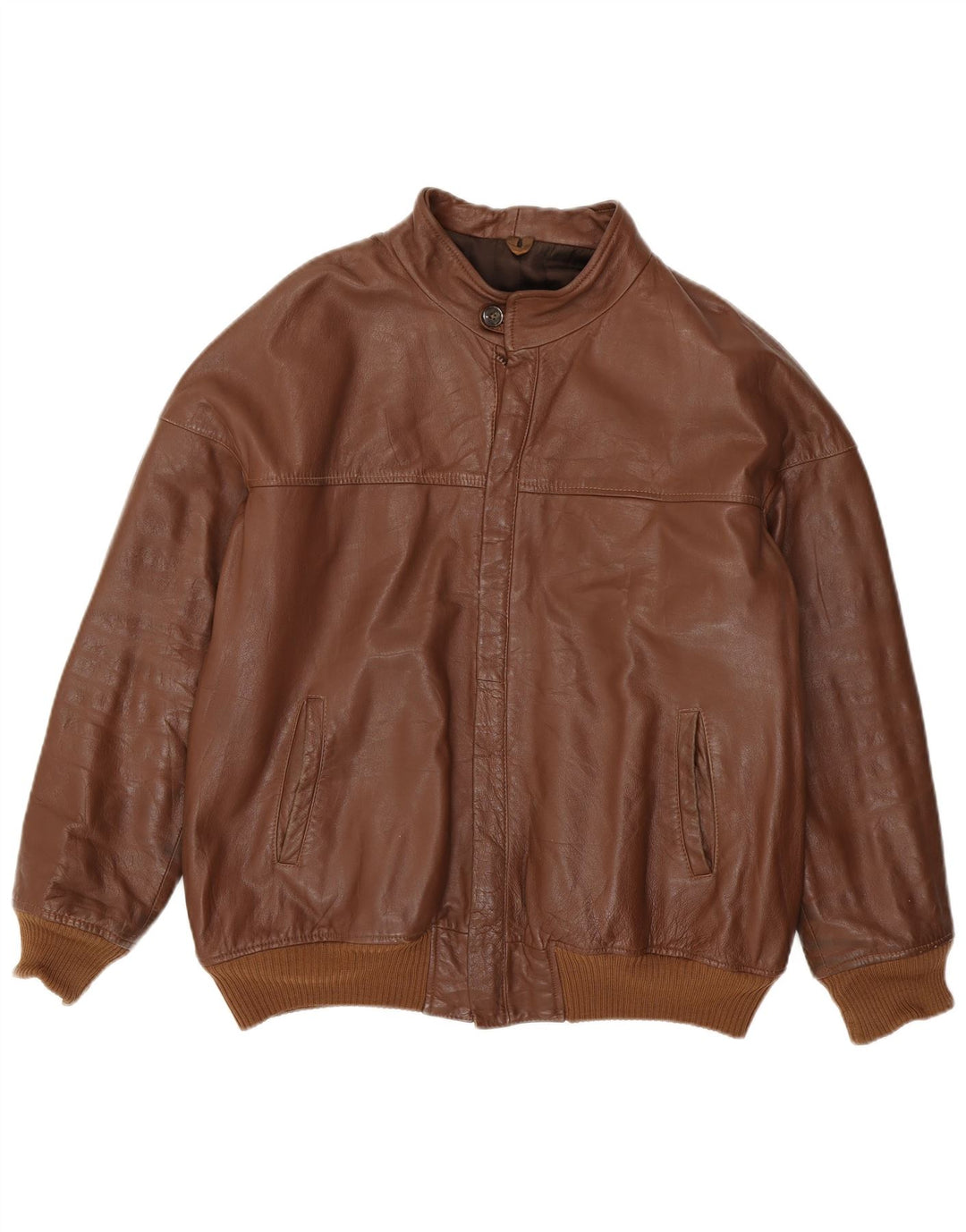 Bomber din piele pentru bărbați Maren IT 54 2XL din piele maro