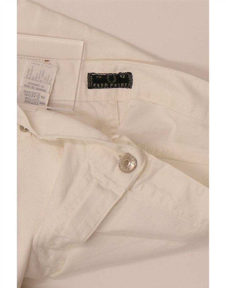 Fred Perry Blugi Capri drepti pentru femei cu talie medie IT 42 Medium W27 L18 Alb