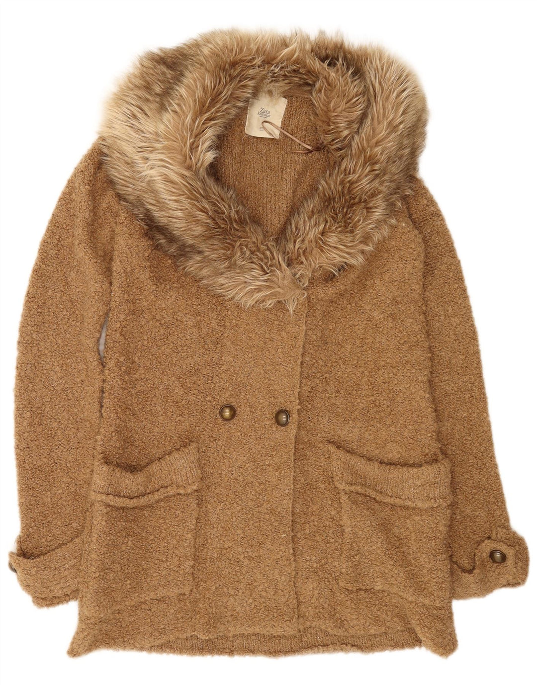 Pulover cardigan pentru femei Zara UK 14 maro mediu acrilic