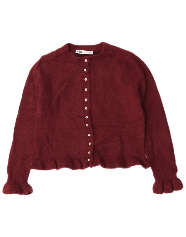 Pulover cardigan pentru femei Zara UK 10 Mic Bordeaux Poliester