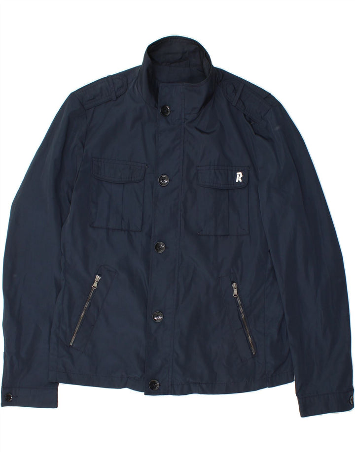 RIFLE Mens Military Jacket UK 36 Small Navy Blue Polyester Vintage Rifle and Second-Hand Rifle from Messina Hembry 