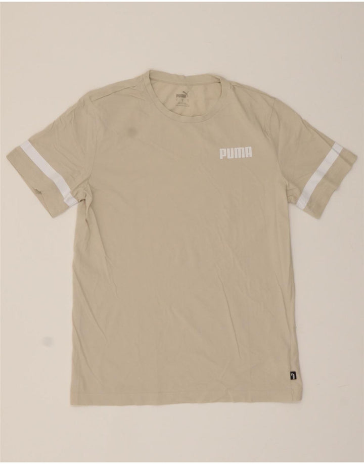 PUMA Mens Graphic T-Shirt Top Small Beige Cotton Vintage Puma and Second-Hand Puma from Messina Hembry 