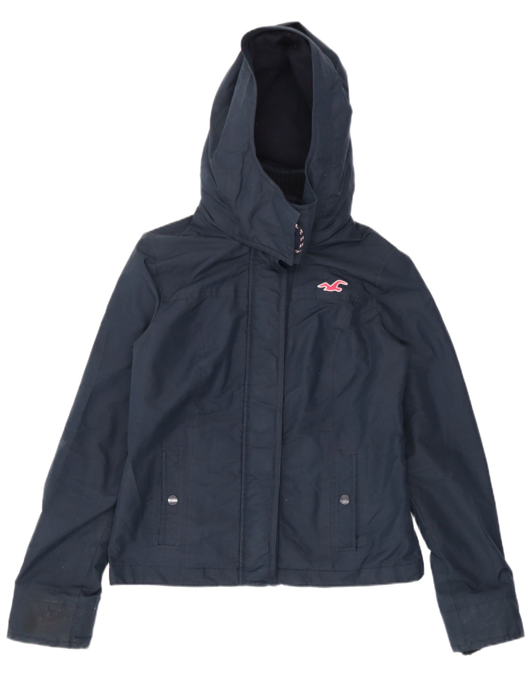 Bomber Hollister pentru femei cu glugă, UK 10, poliester, albastru marin mic
