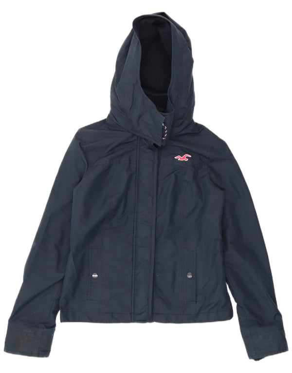 Bomber Hollister pentru femei cu glugă, UK 10, poliester, albastru marin mic