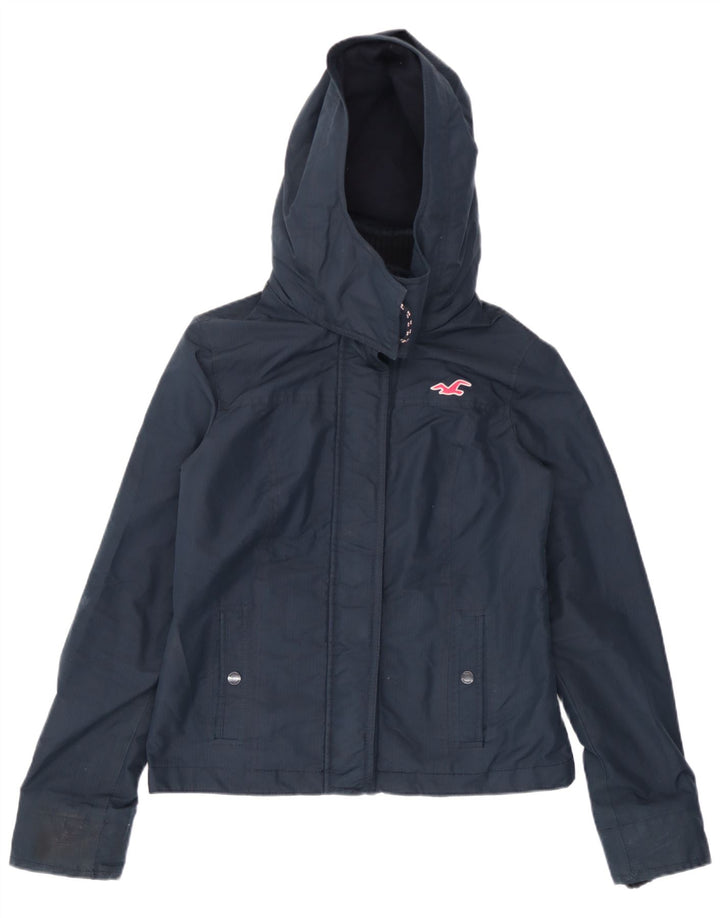 Bomber Hollister pentru femei cu glugă, UK 10, poliester, albastru marin mic