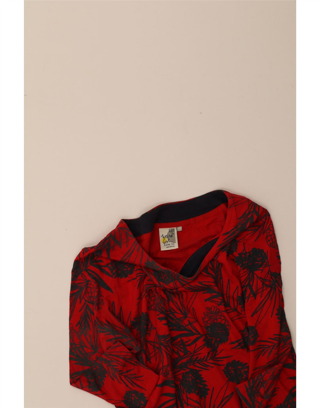 WEIRD FISH Womens 3/4 Sleeve Basic Dress UK 14 Medium Red Cotton Vintage Weird Fish and Second-Hand Weird Fish from Messina Hembry 