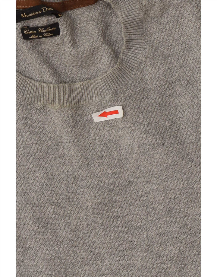 Pulover Massimo Dutti pentru bărbați cu gât roșu, bumbac mare, gri