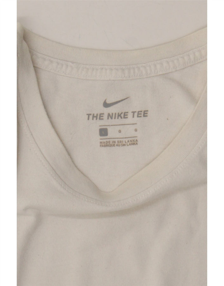 NIKE Mens Graphic T-Shirt Top Large White Cotton Vintage Nike and Second-Hand Nike from Messina Hembry 