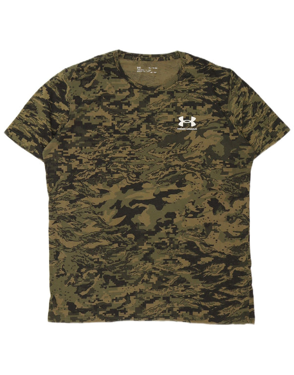 Tricou Under Armour pentru bărbați Heat Gear Top XL Kaki Camouflage Bumbac