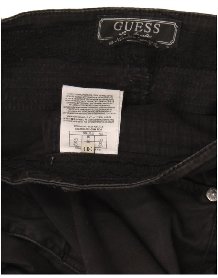 Pantaloni decupați Guess pentru femei L30 L25 bumbac negru