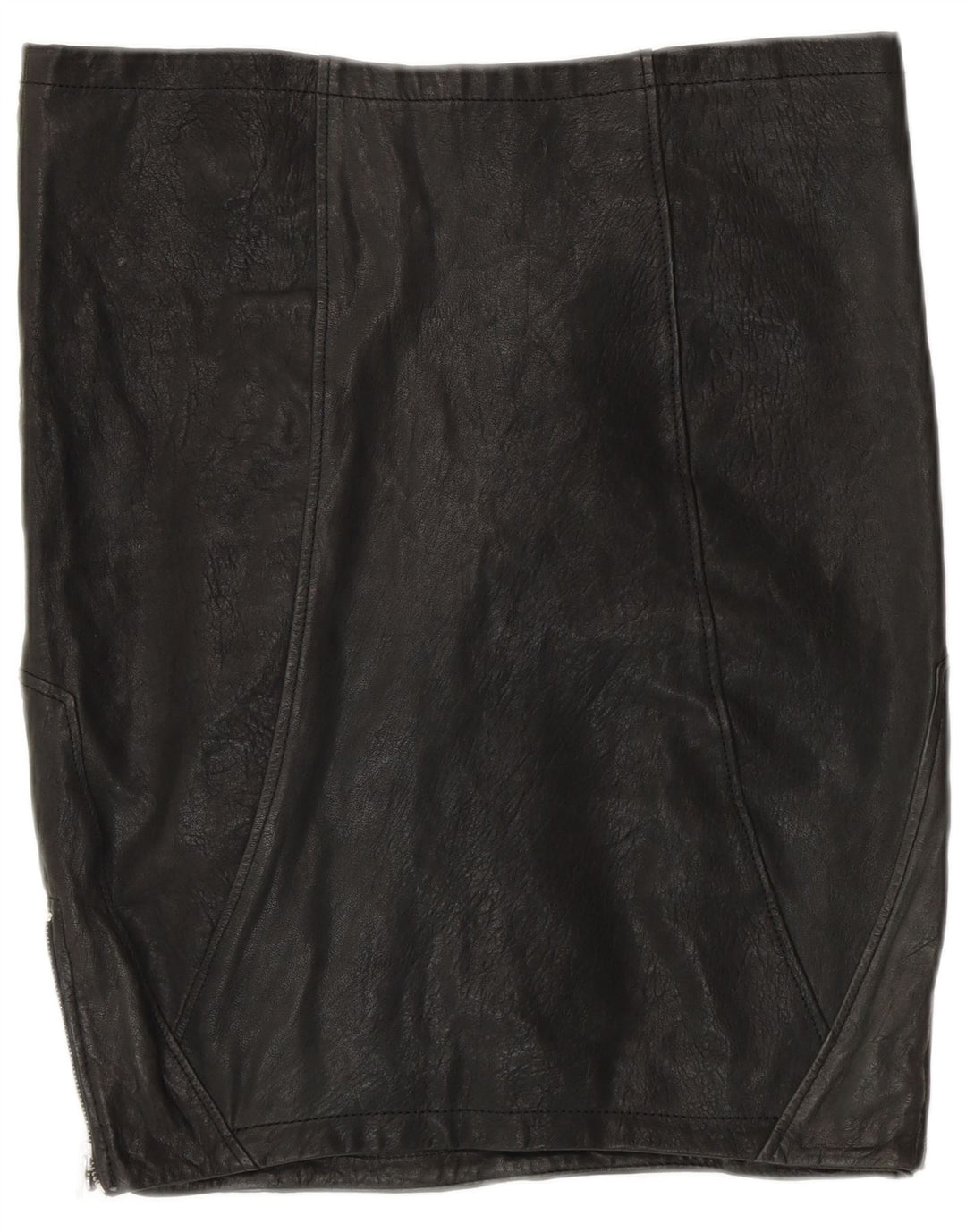 Fusta din piele pentru femei VINTAGE UK 12 Medium W30 Piele neagră mozaică