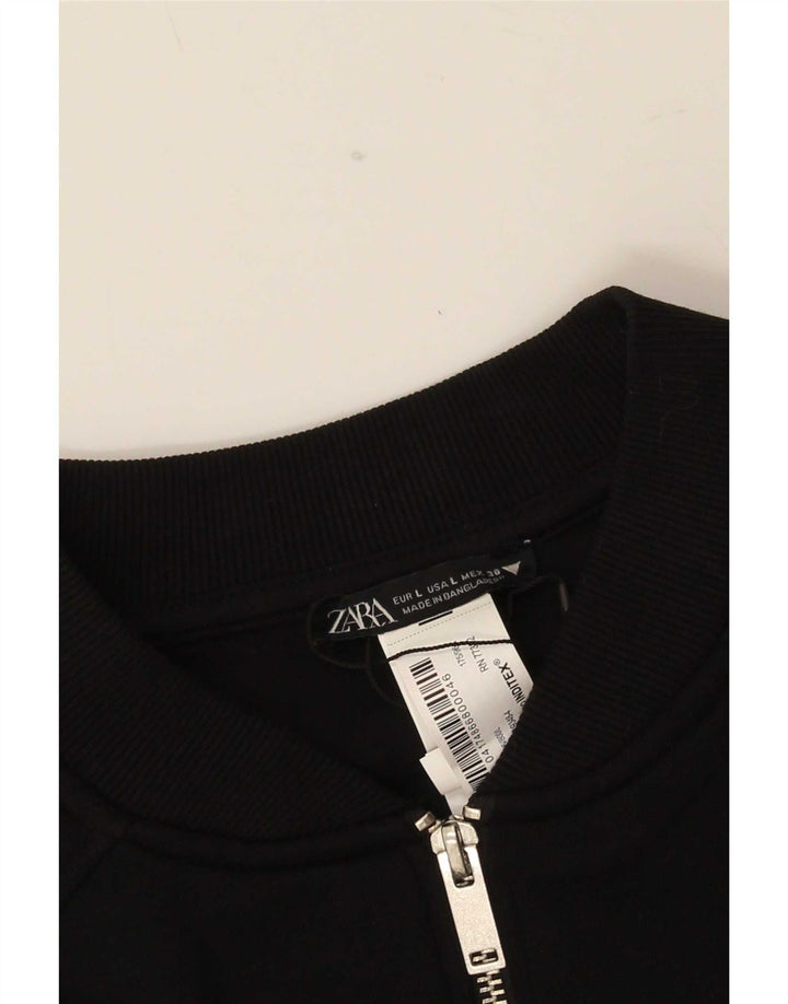 Bomber pentru femei Zara UK 16, mare, negru, bumbac