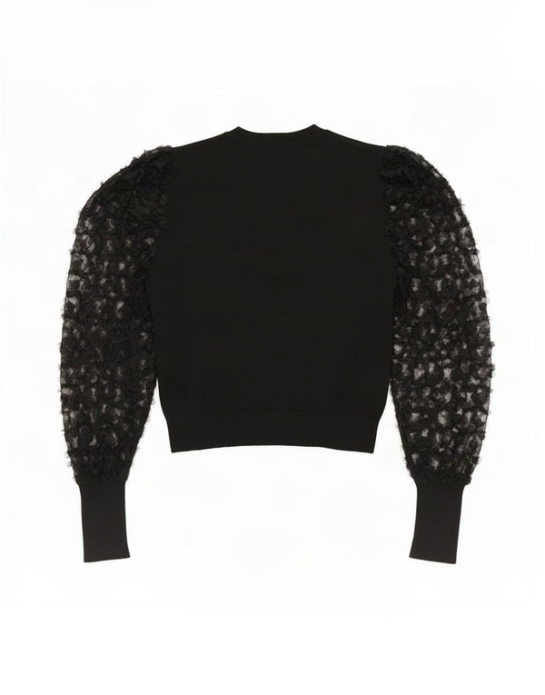 Crop Top pentru femei Zara cu mânecă lungă UK 12 Medium Black Floral Viscose