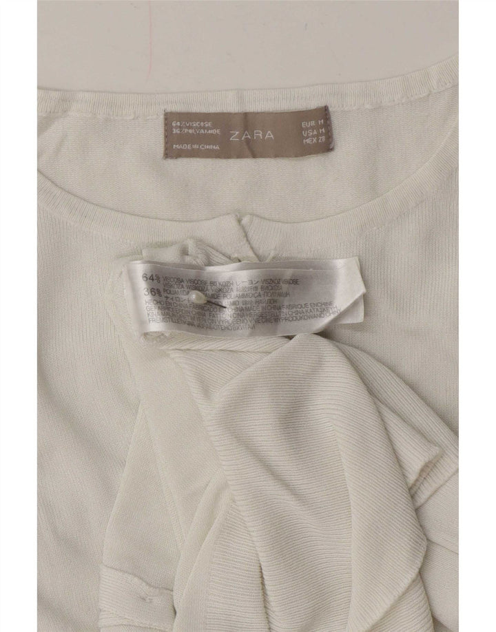 Pulover cardigan pentru femei Zara UK 12 Medium White Viscose