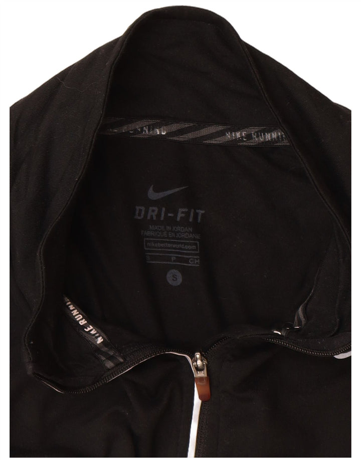 Top de trening Nike Dri Fit Zip Neck Pullover pentru femei UK 10 Small Black