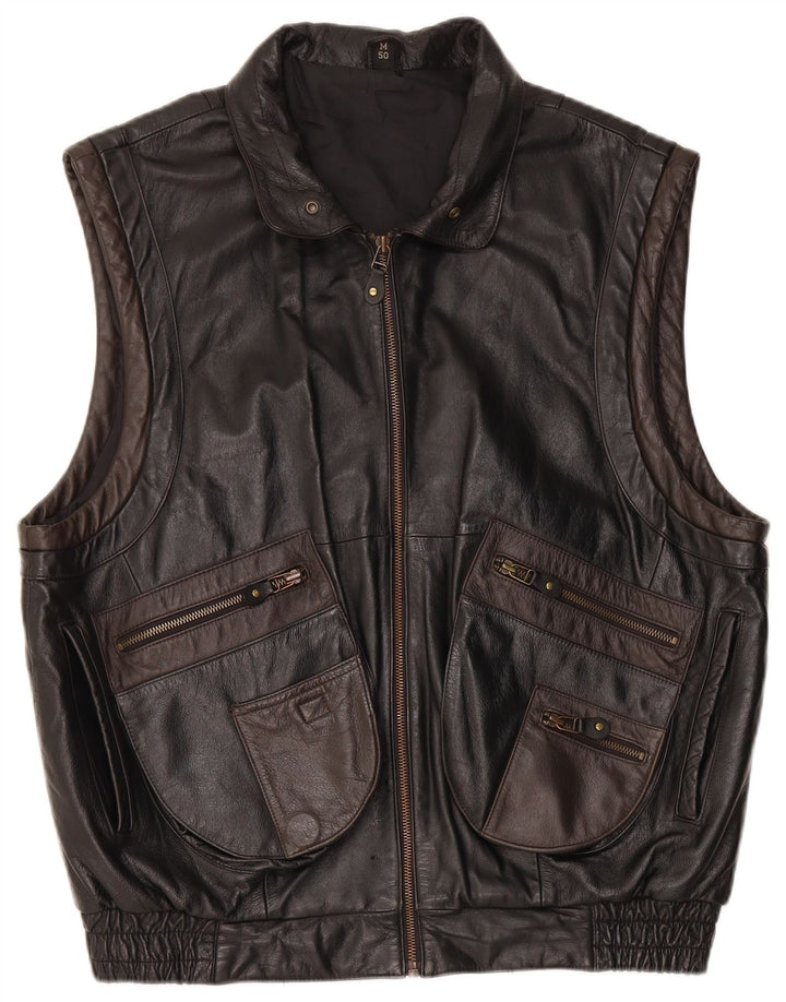 Enrico Gorlani Gilet din piele pentru femei UK 38 Medium Black