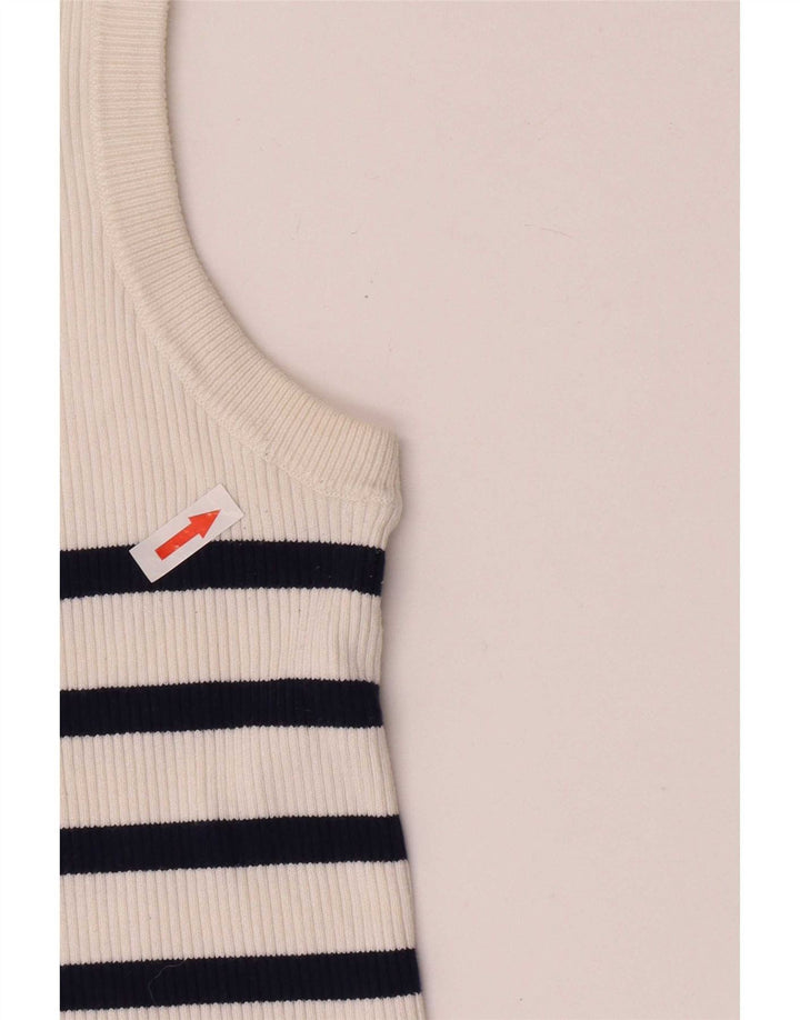 Top cu vestă pentru femei Zara UK 12 Medium White Striped Viscose