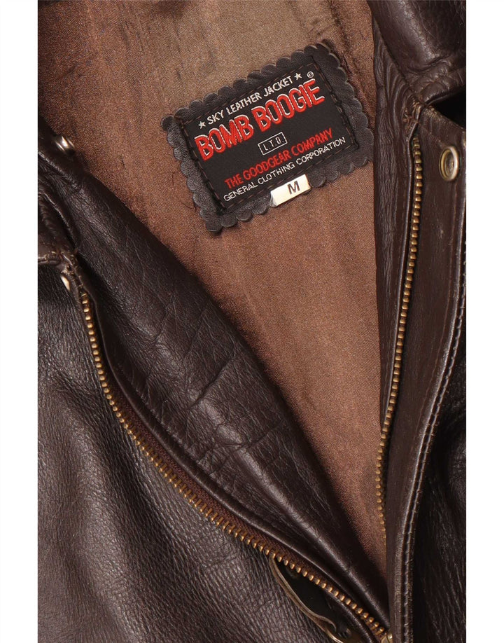 Jachetă din piele pentru bărbați Bomb Boogie Sky Loose Fit UK 38 Maro Mediu