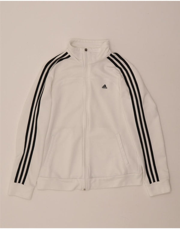 Jachetă de trening pentru femei ADIDAS UK 12/14 Poliester alb mediu