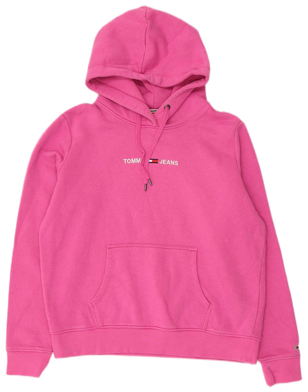 Pulover cu capota cu grafic Tommy Hilfiger pentru femei UK 16 mare bumbac roz