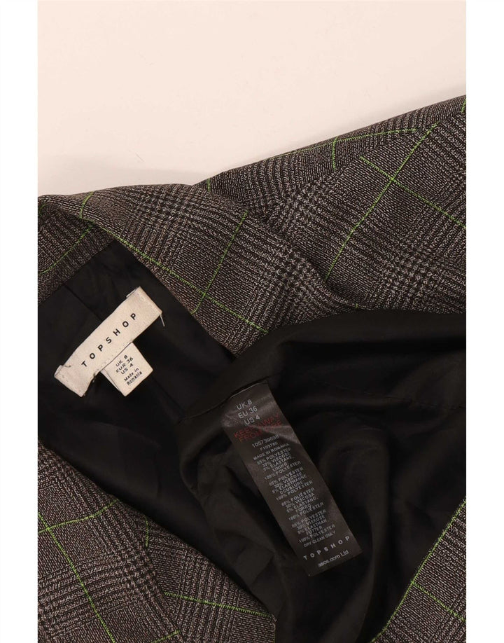 Topshop Sacou supradimensionat pentru femei, cu 1 nasture, UK 8, picior de găin mic, gri