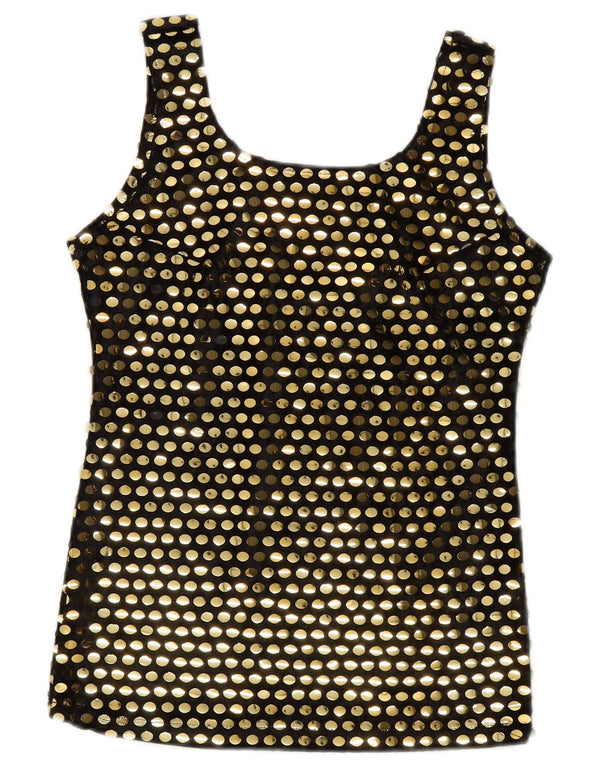 Bluză fără mâneci pentru femei vintage UK 10 Poliester negru mic