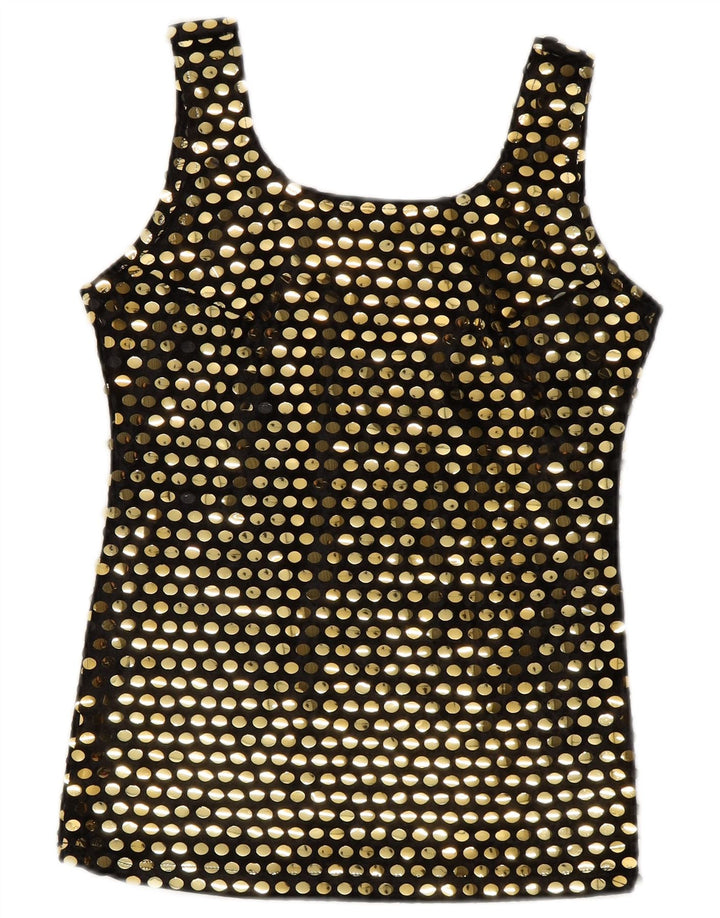 Bluză fără mâneci pentru femei vintage UK 10 Poliester negru mic