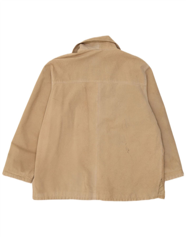 Jachetă de damă vintage supradimensionată din piele intoarsa EU 42, mare, bej