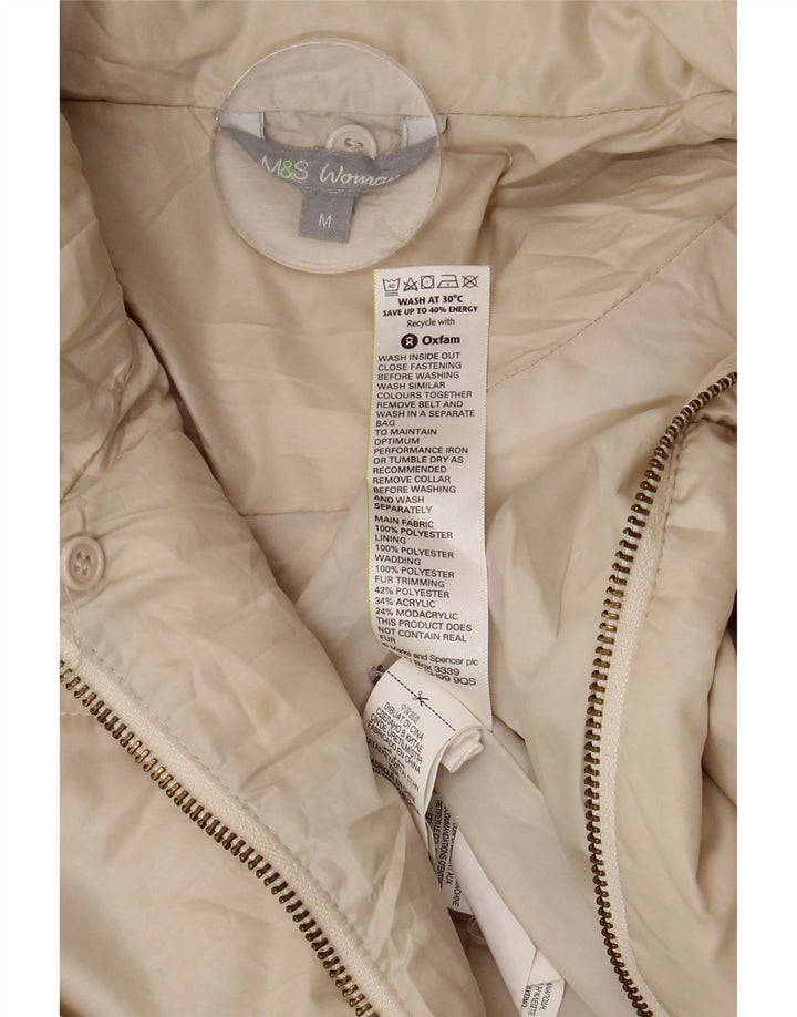 Palton capitonat supradimensionat cu glugă pentru femei Marks & Spencer UK 14 Medium Off White
