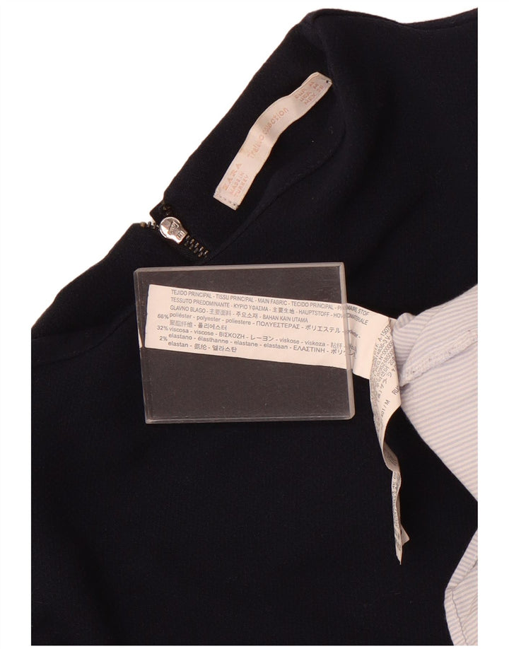 Top cu tunică cu mânecă lungă pentru femei Zara UK 12 Medium Bleumarin Colorblock