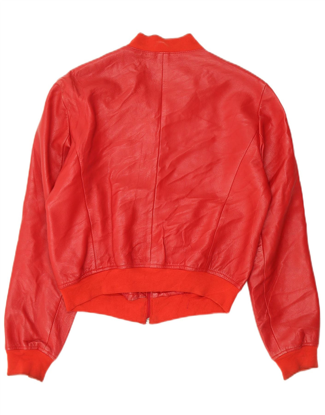 BENETTON Womens Leather Jacket UK 10 Small Red Leather