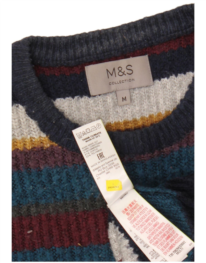 Pulover Marks & Spencer pentru bărbați, cu gât crew, cu dungi medii, multicolore