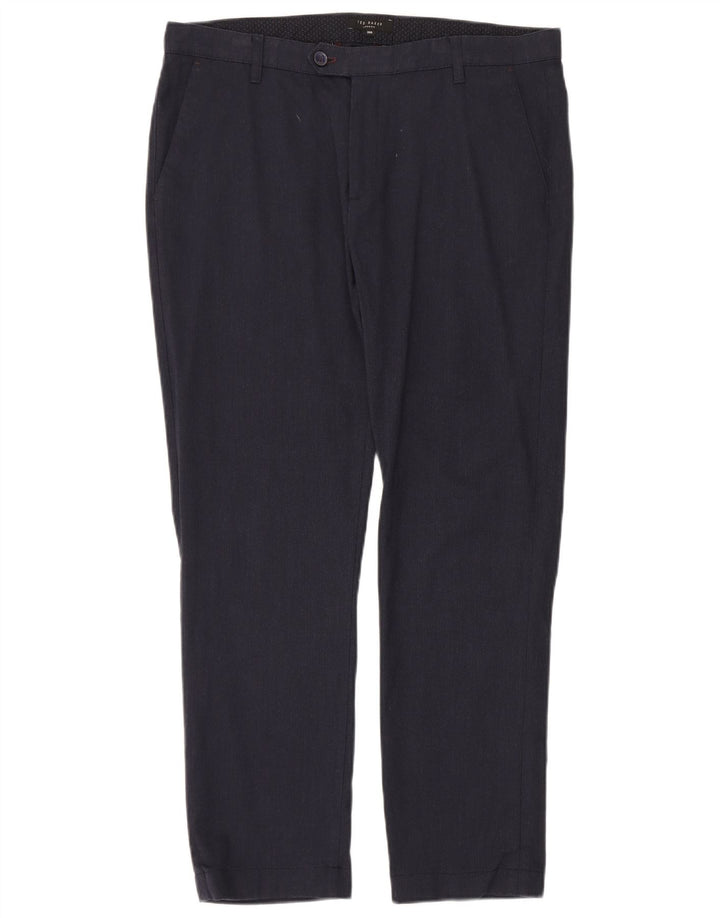 Pantaloni de costum pentru bărbați Ted Baker, slim, L36 L30, bumbac bleumarin