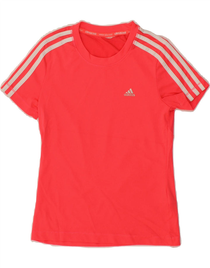 ADIDAS Girls Climacool T-Shirt Top 9-10 Years Red Polyester Vintage Adidas and Second-Hand Adidas from Messina Hembry 