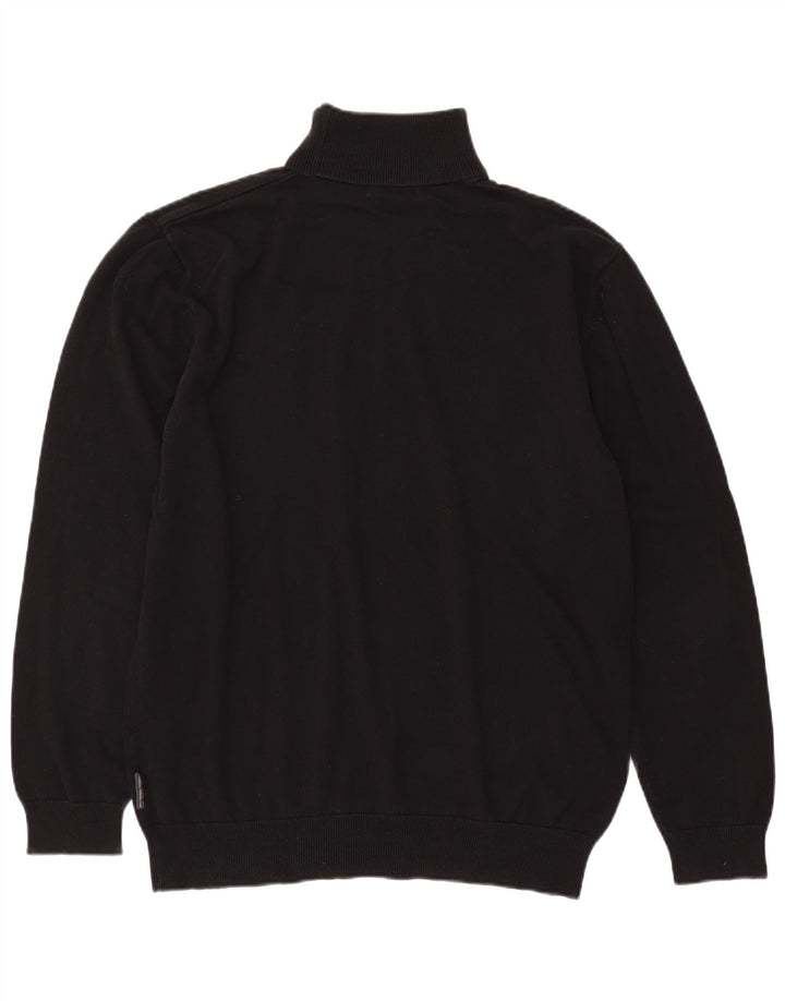 FRENCH CONNECTION Pulover pentru bărbați cu gât rulat, bumbac negru 3XL