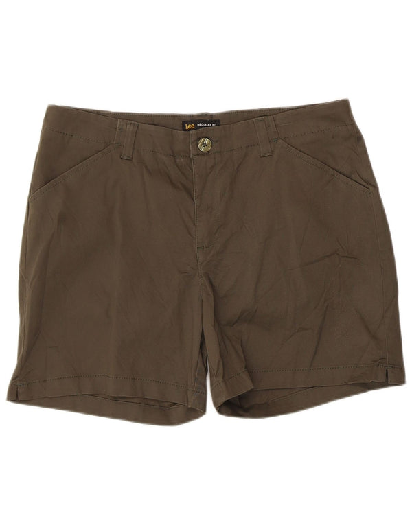 Lee Womens Mid Rise Regular Fit Casual Shorts US 14 XL W36  Khaki Cotton