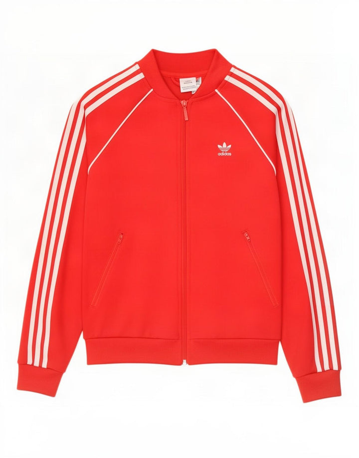 Jachetă de top pentru trening Adidas pentru femei UK 8 Small Red Poliester