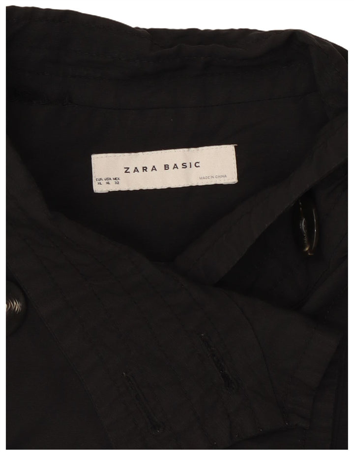 Palton scurt pentru femeie Zara UK 18 XL, bumbac negru