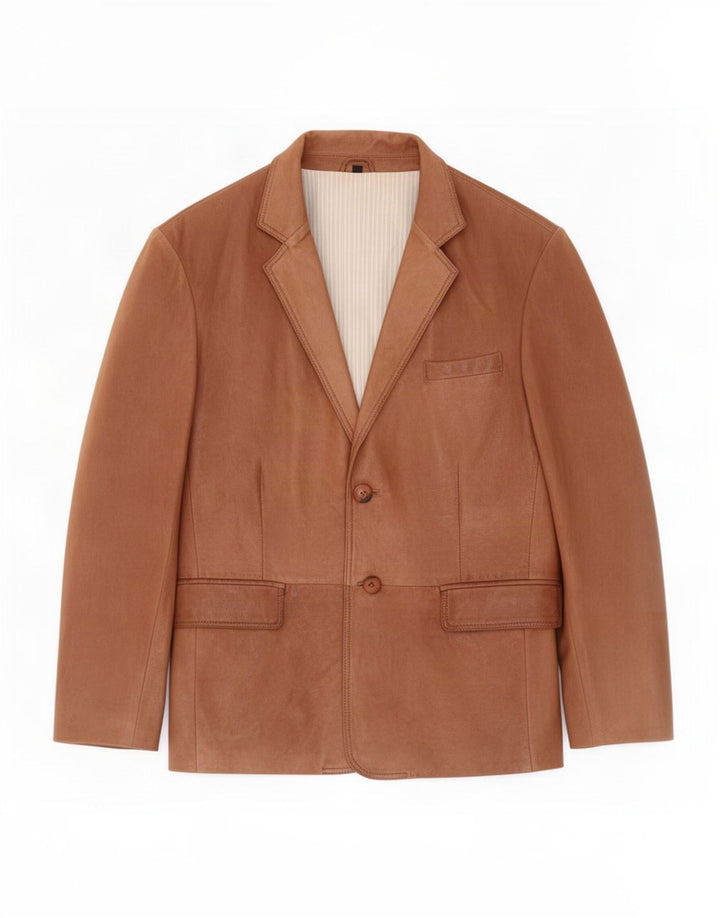 Jachetă pentru bărbați din piele cu 2 nasturi Yorn IT 56/58 3XL maro