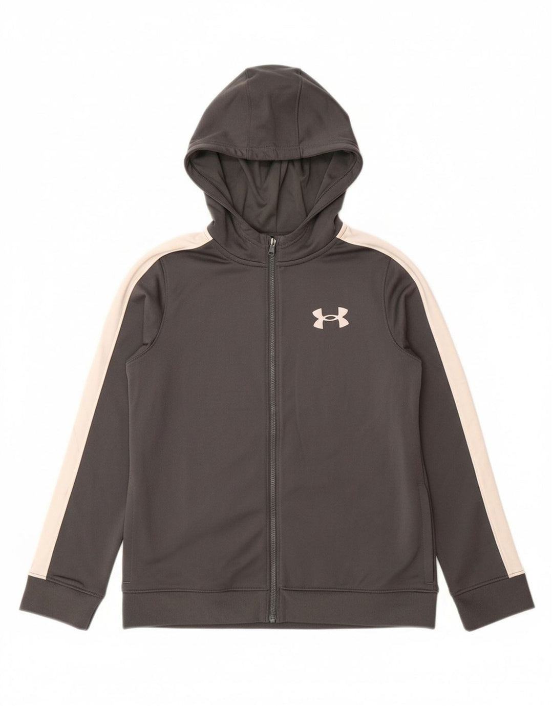 Pulover cu glugă cu fermoar pentru băieți UNDER ARMOUR 9-10 ani, gri mediu, bloc de culoare