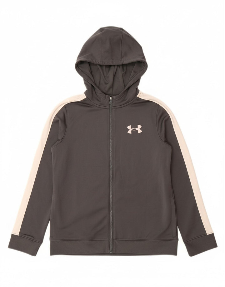 Pulover cu glugă cu fermoar pentru băieți UNDER ARMOUR 9-10 ani, gri mediu, bloc de culoare