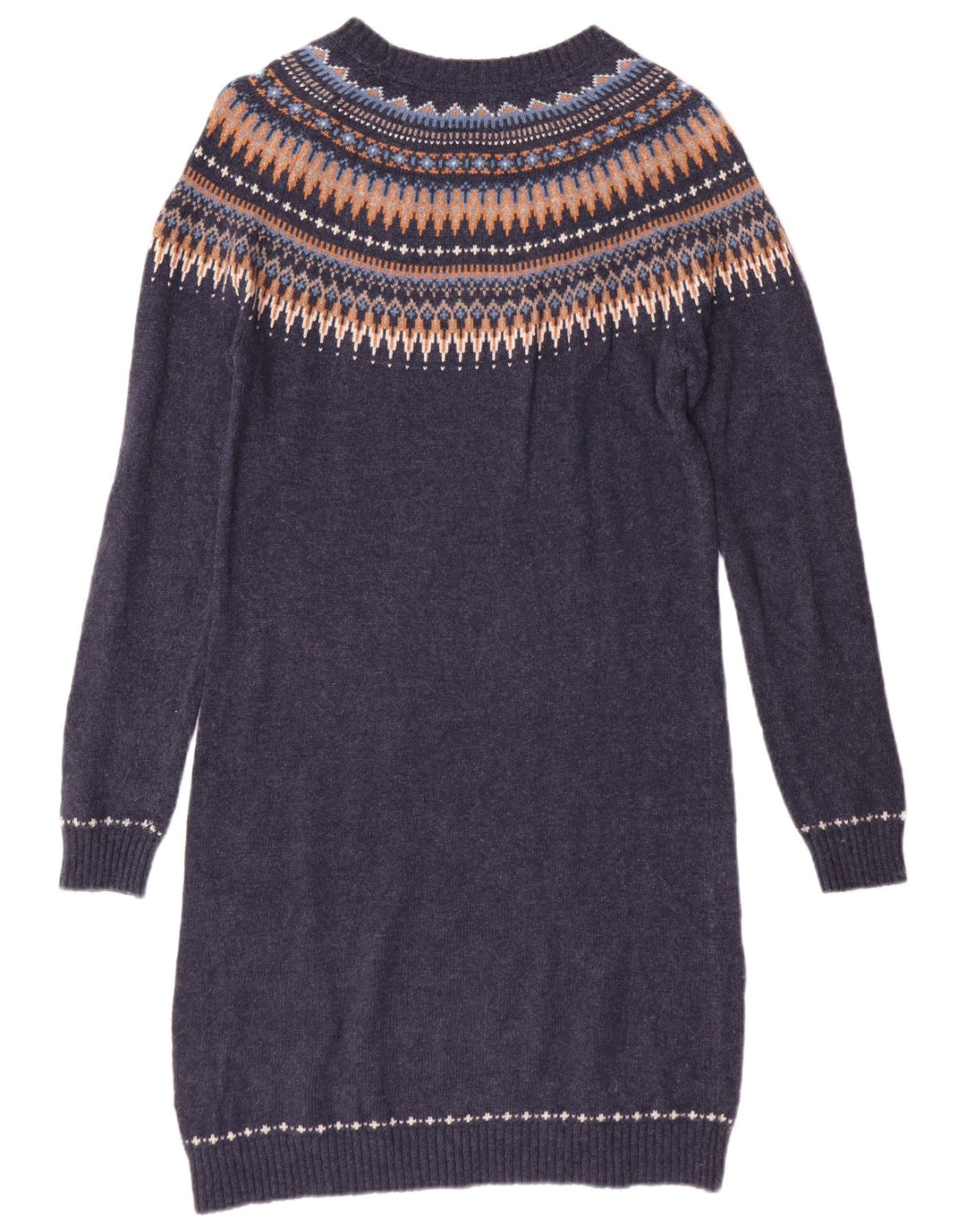 FAT FACE Rochie Jumper pentru Femei UK 10 Small Bluemarin Fair Isle Bumbac