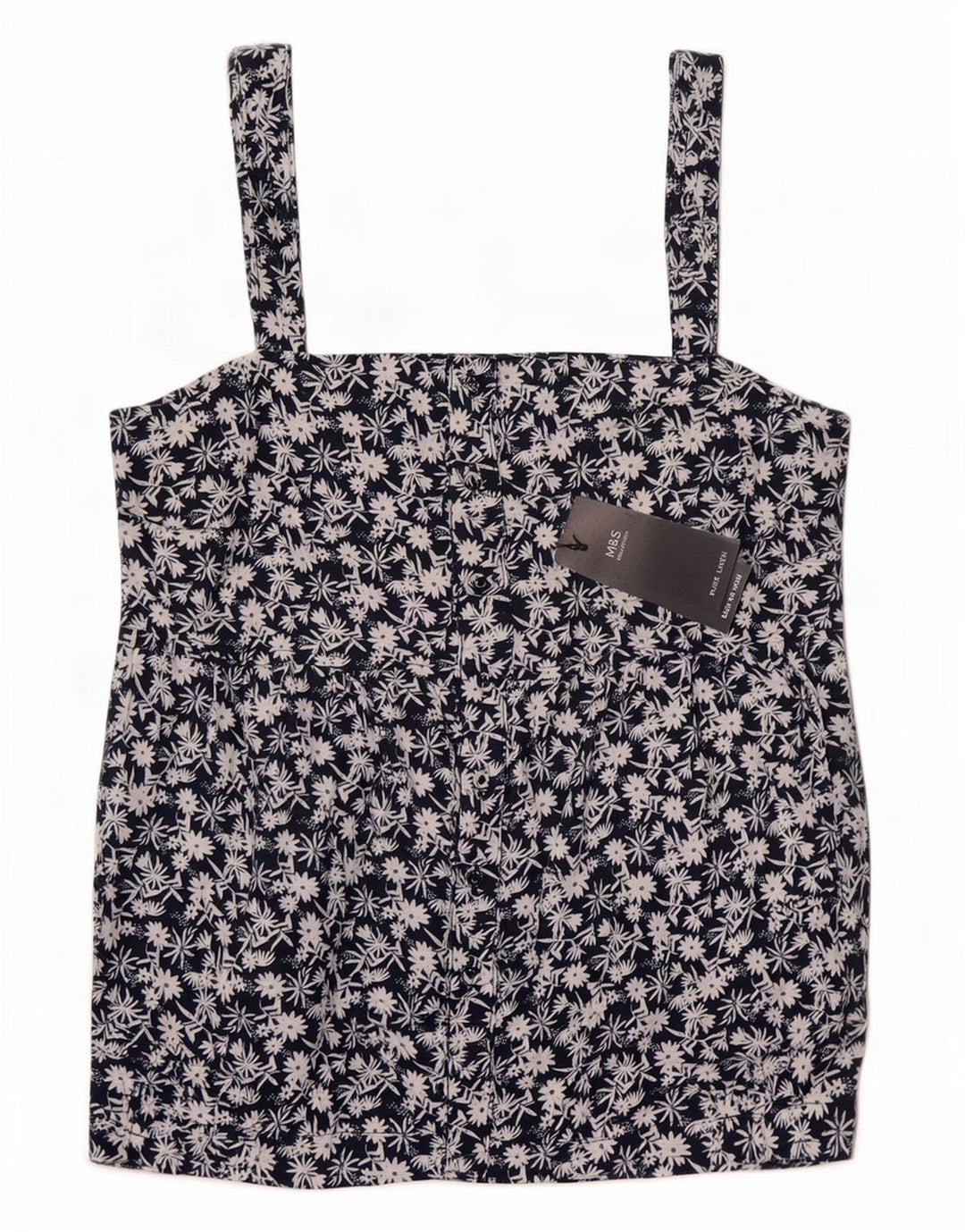 Marks & Spencer Cami Top pentru femei UK 12 Medium Bluemarin Floral Linen