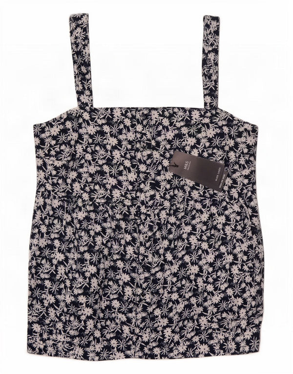 Marks & Spencer Cami Top pentru femei UK 12 Medium Bluemarin Floral Linen