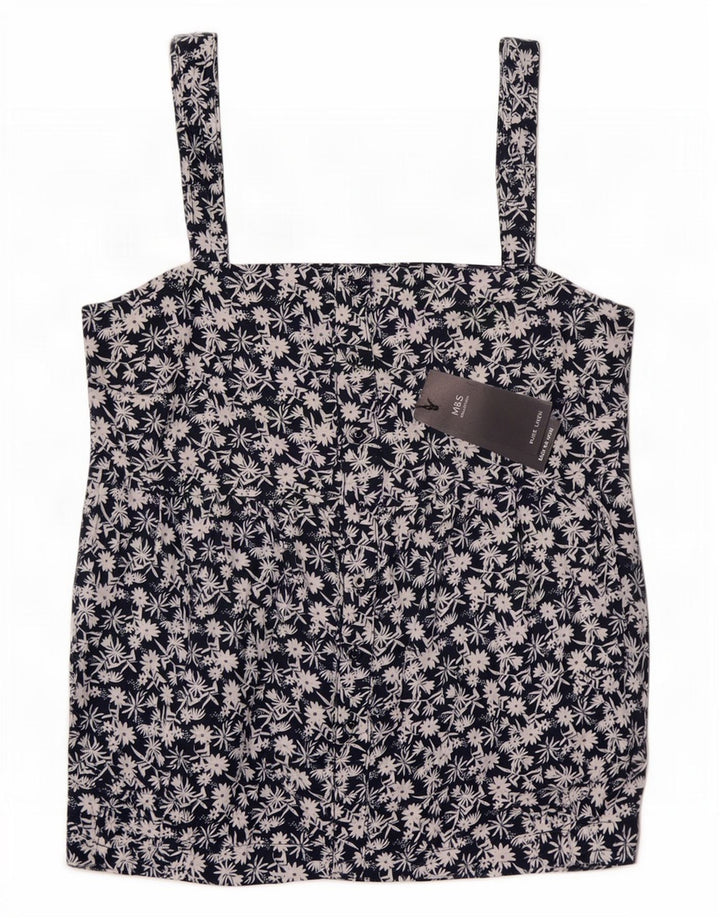 Marks & Spencer Cami Top pentru femei UK 12 Medium Bluemarin Floral Linen