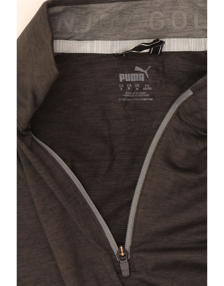 PUMA Mens Zip Neck Sweatshirt Jumper Medium Grey Colourblock Vintage Puma and Second-Hand Puma from Messina Hembry 